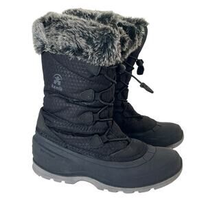 Kamik Black Winter Lace-Up Boots with Faux Fur Cuff